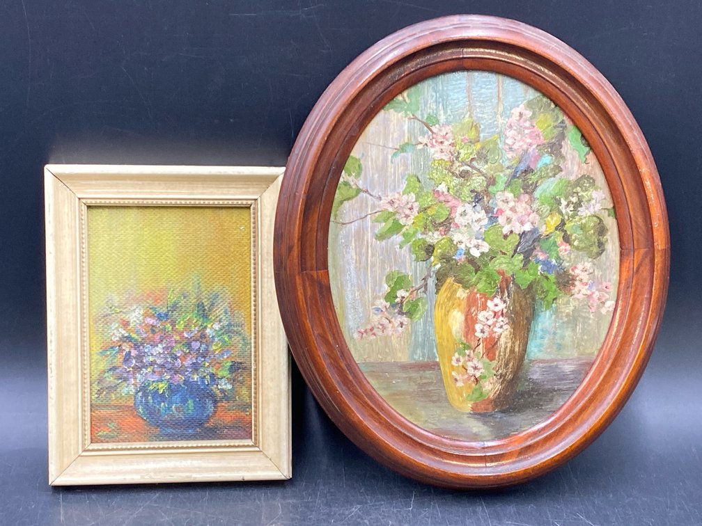 Handpainted Framed Still Life Floral Bouquets