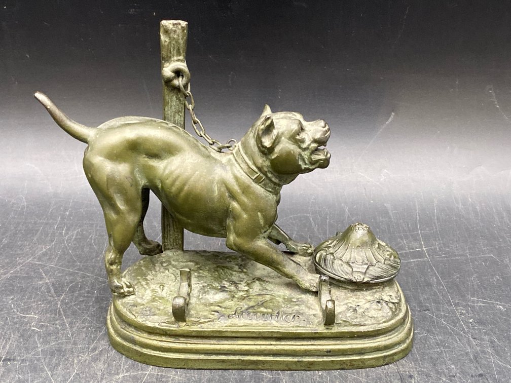 French Dog Figural Inkwell