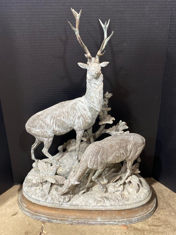 Signed Metal Stag Sculpture