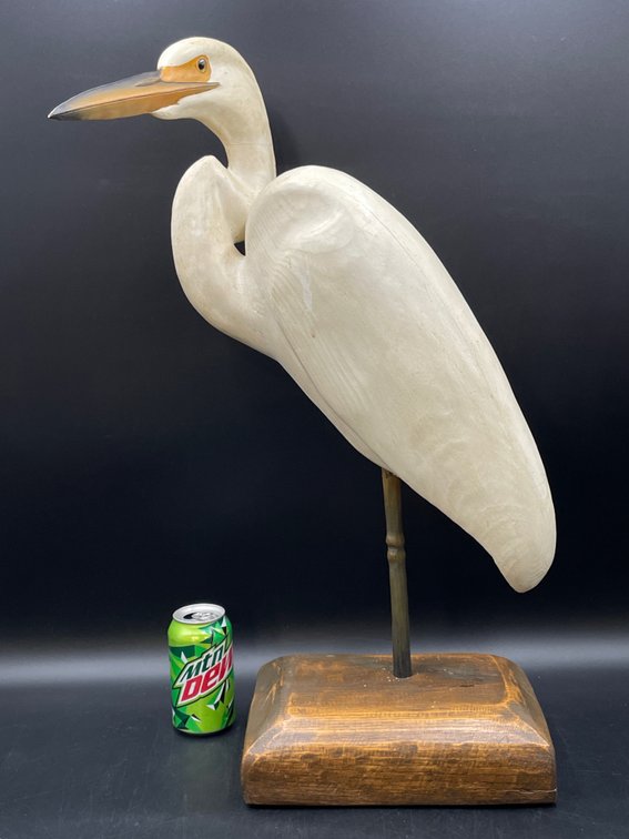 Robert Moreland Wood Egret Sculpture
