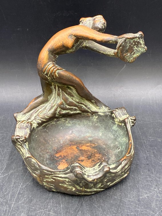 Copper Toned Figural Ashtray Or Bowl