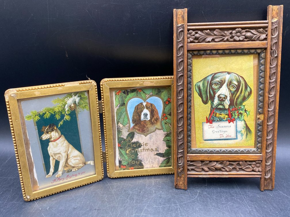 Framed Vintage Dog Prints (Christmas Cards)