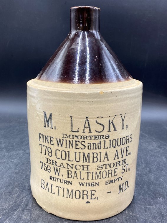 19th c Baltimore, MD Whiskey Advertising Stoneware Jug