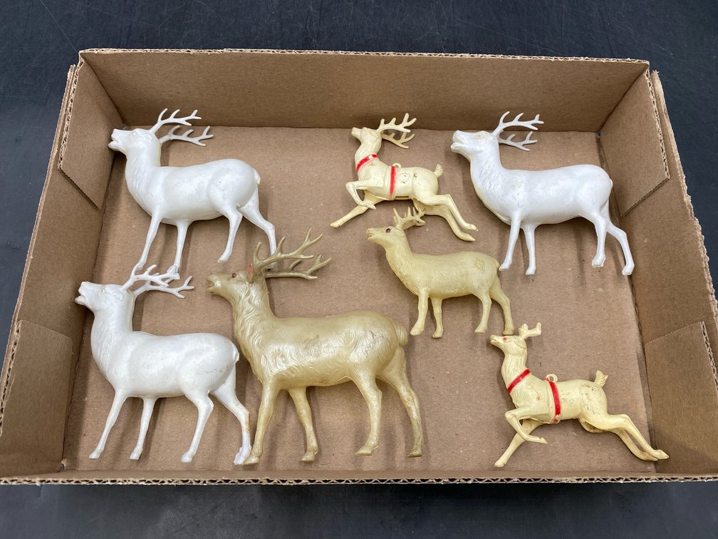Vintage Plastic Reindeer Figures