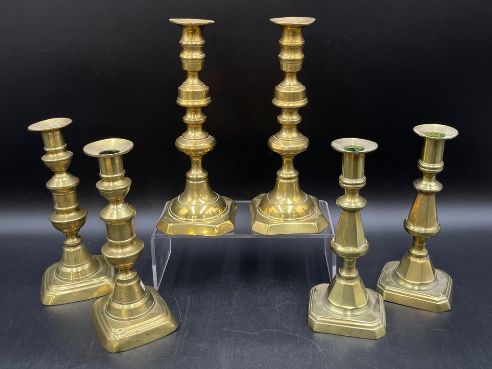 Brass Toned Candlestick Grouping