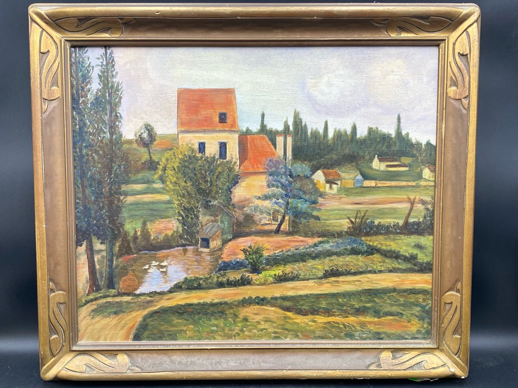 Framed European Lanscape Oil Painting