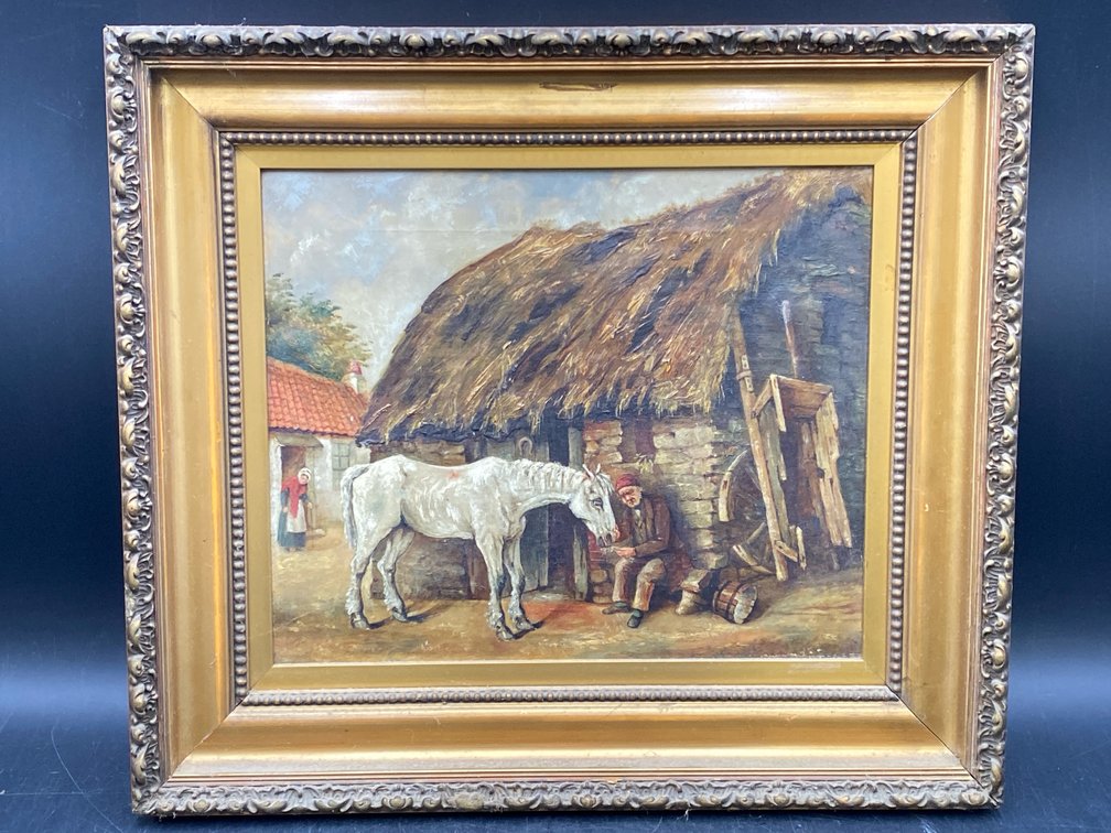 British Rural Genre Oil Painting