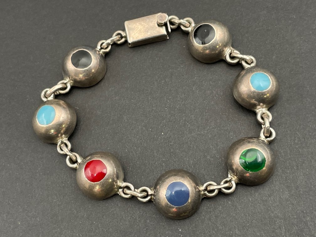 Mexican Sterling Hard Stone Bracelet
