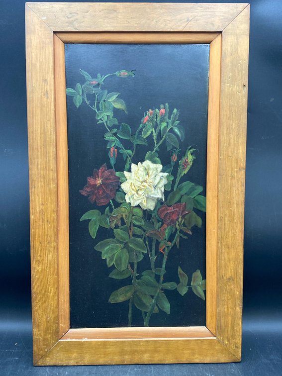 Multicolored Rose Still Life Framed Oil Painting