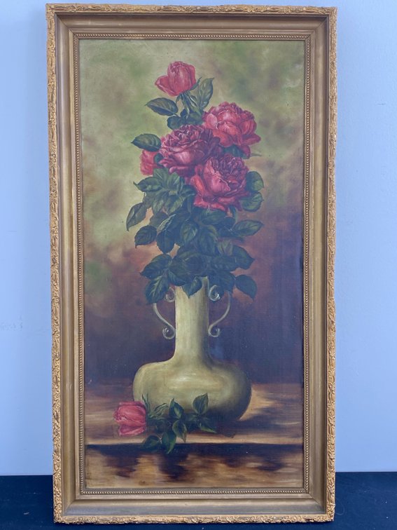 Impressionist Rose Boquet Framed Oil Painting
