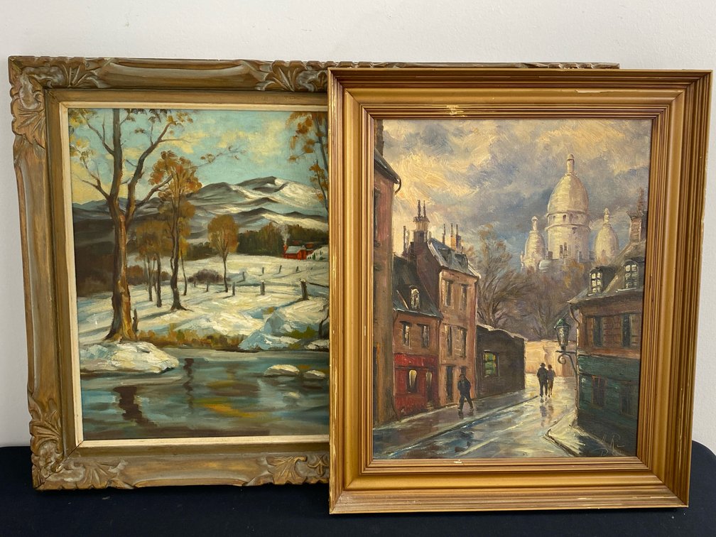 Framed Parisian & Pastoral Oil Paintings