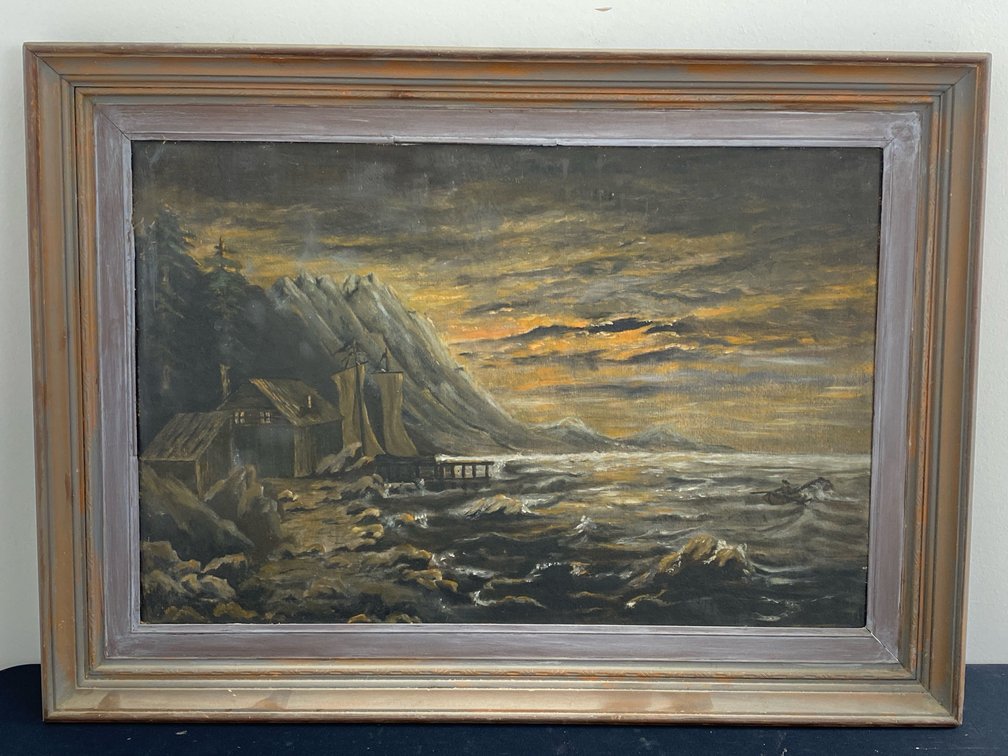Stormy Seas Framed Oil Painting