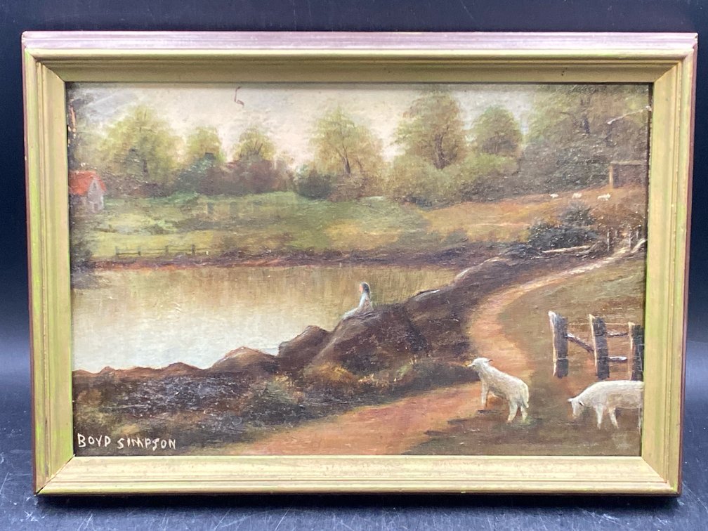 Boyd Simpson Framed Riverside Pastoral Paintings