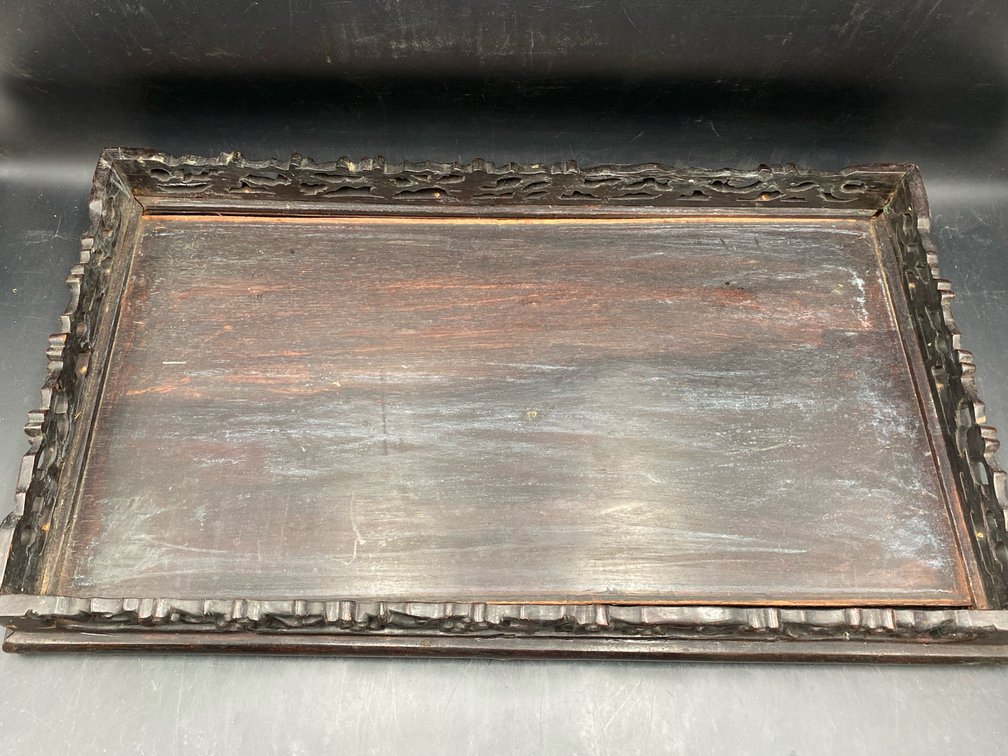 Ornate Wood Serving Tray Or Stand