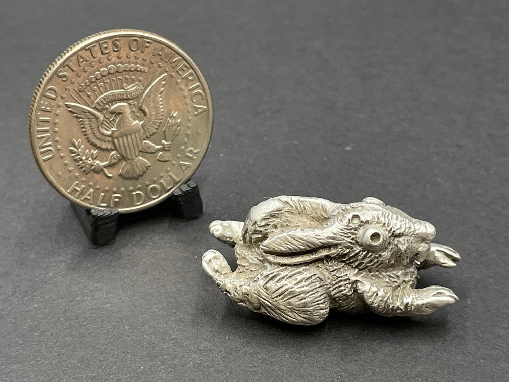 John Heatwole (1948-2006) Carved Pewter Leaping Rabbit