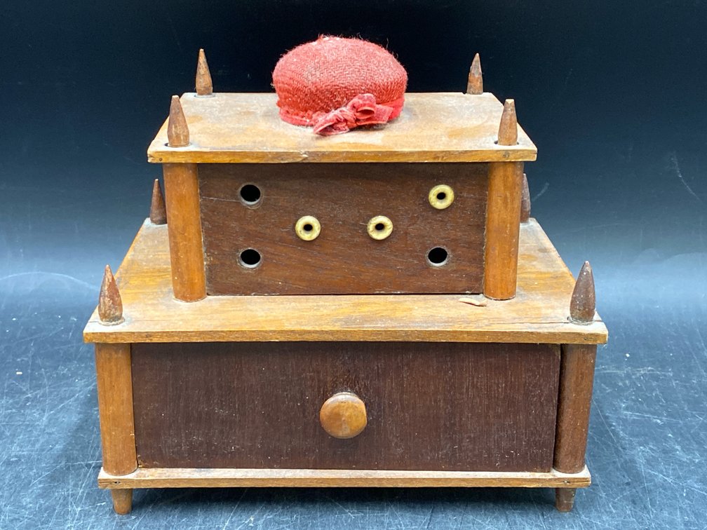 Wooden Sewing Box & Thread Caddy