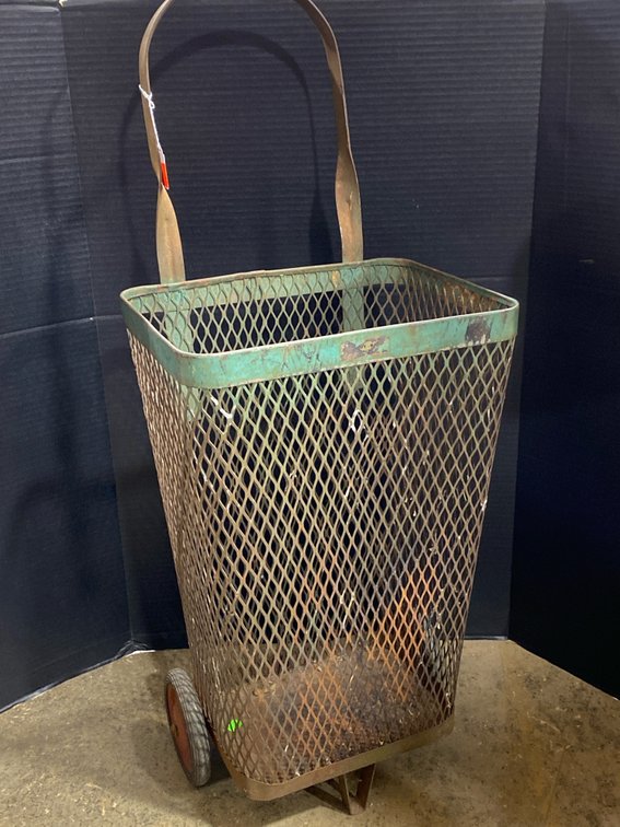 Vintage Metal Mesh Basket Cart