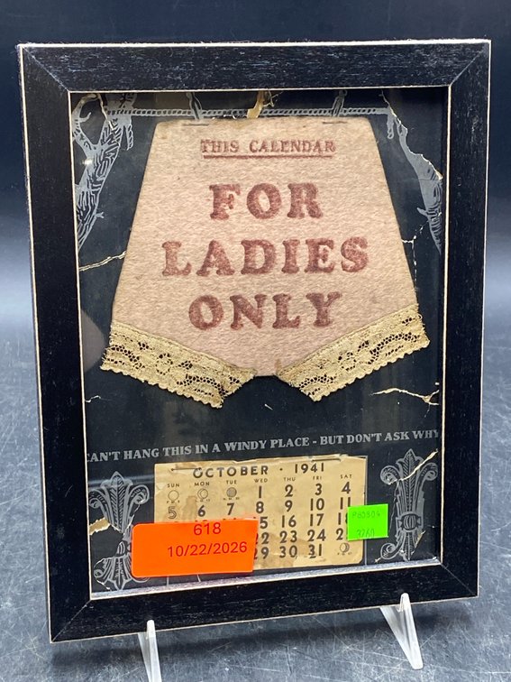 1941 Novelty “For Ladies Only” Framed Calender