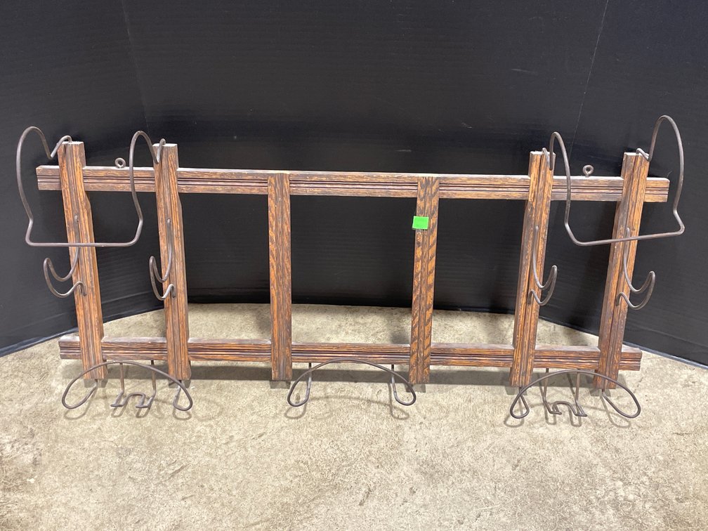 Wooden Wire Coat & Hat Wall Rack