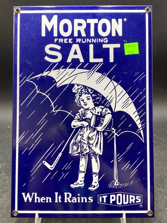 Morton Salt Porcelain Enamel Advertising Sign