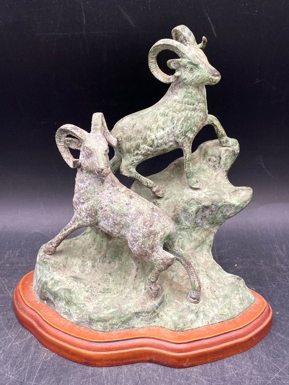 Verdigris Ram Sculpture