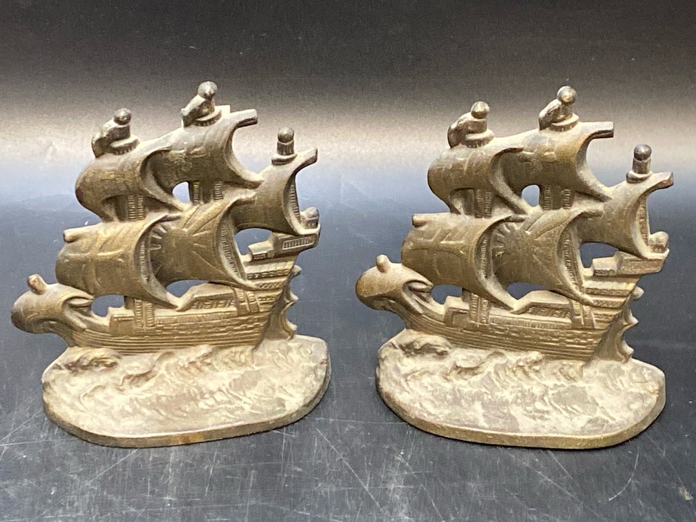 1928 Connecticut Foundry Spanish Galleon Bookends