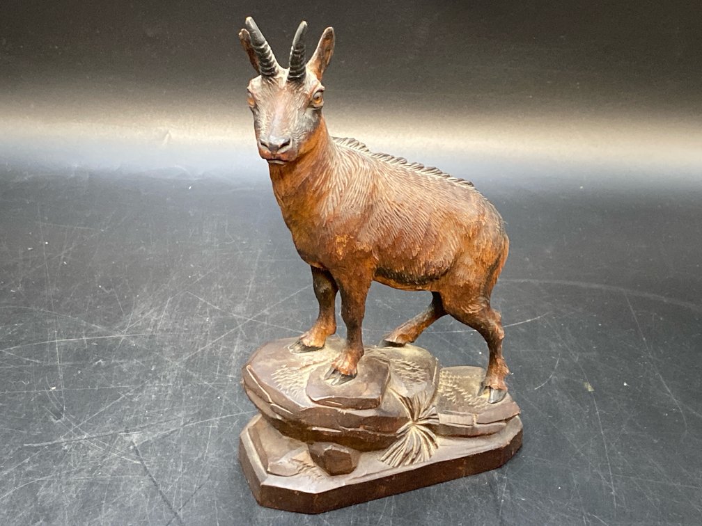Black Forest Style Carved Wood Ibex