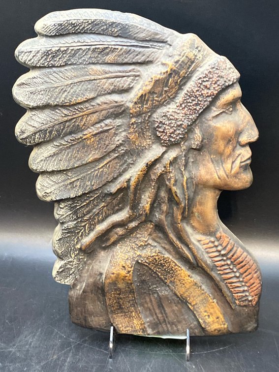 Indigenous Man In Headdress Wall Plaque