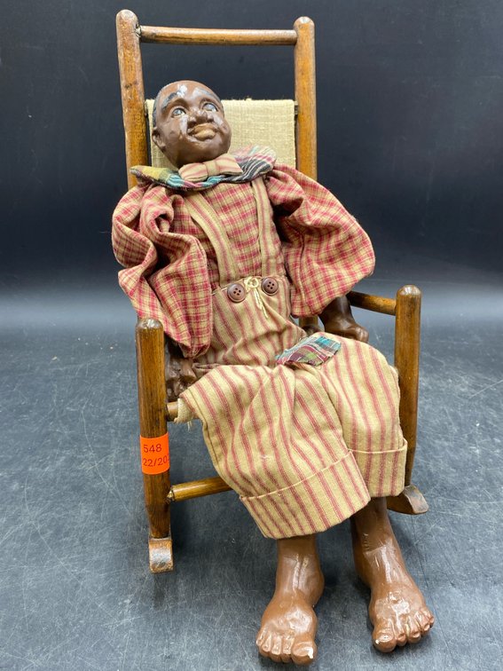 Primitive Folk Art Doll & Chair