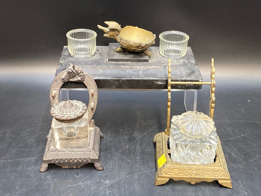 Metal Inkwell Desk Sets