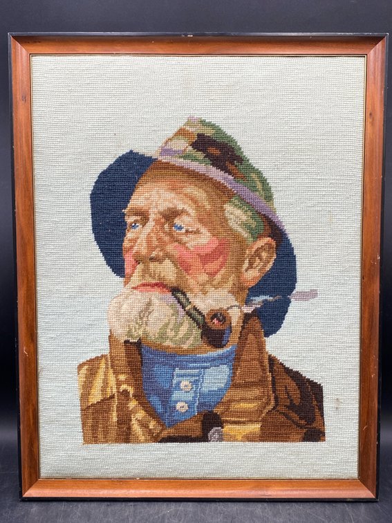 "The Fisherman" Needlepoint Portrait