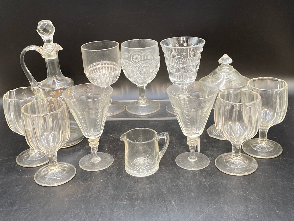 Huber Pattern Glass Goblets & Related Grouping