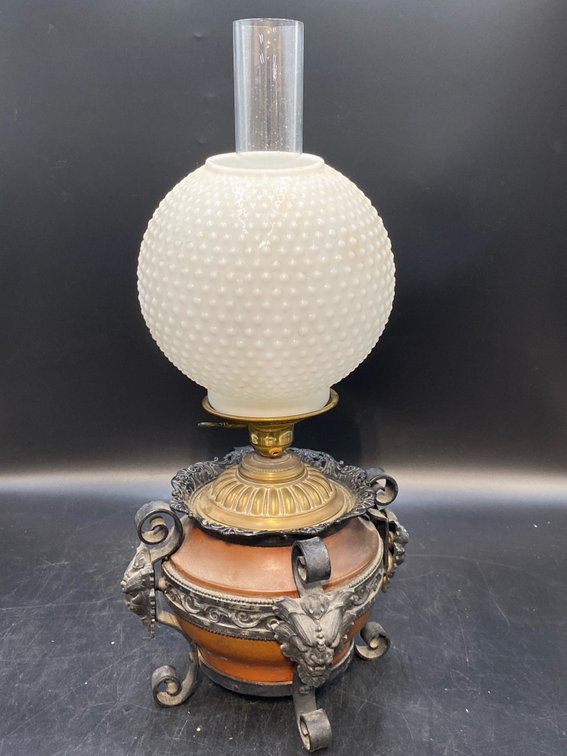Electrified Figural Metal Oil Lamp