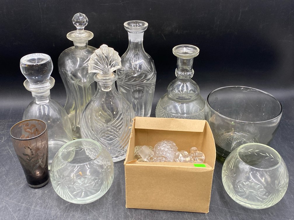 Glass Decanters, Bowls &Related