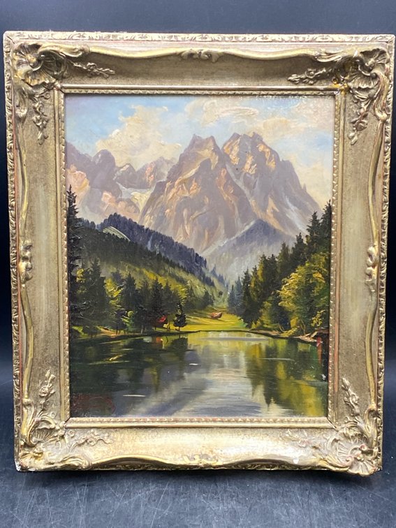 Oil on Board Riessersee Painting