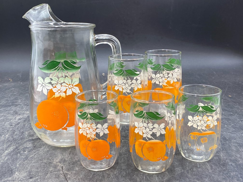 Glass Orange Crush Juice Set