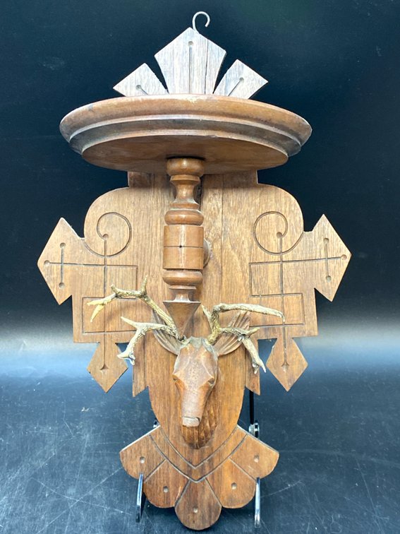 Carved Deer Head Wall Shelf