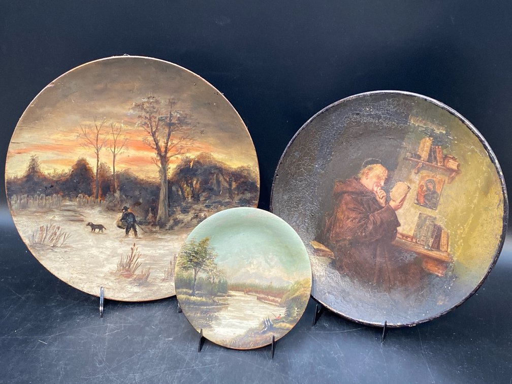 Handpainted Wood & Pottery Decorative Plates