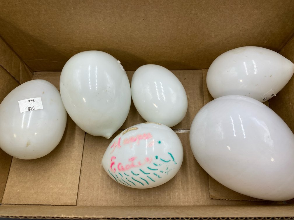 Hand Blown Milk Glass Eggs