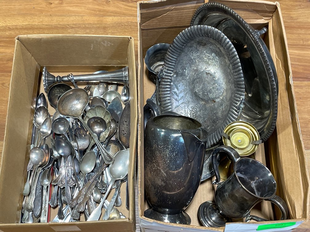 Silver-Plate and Silverware Assortment