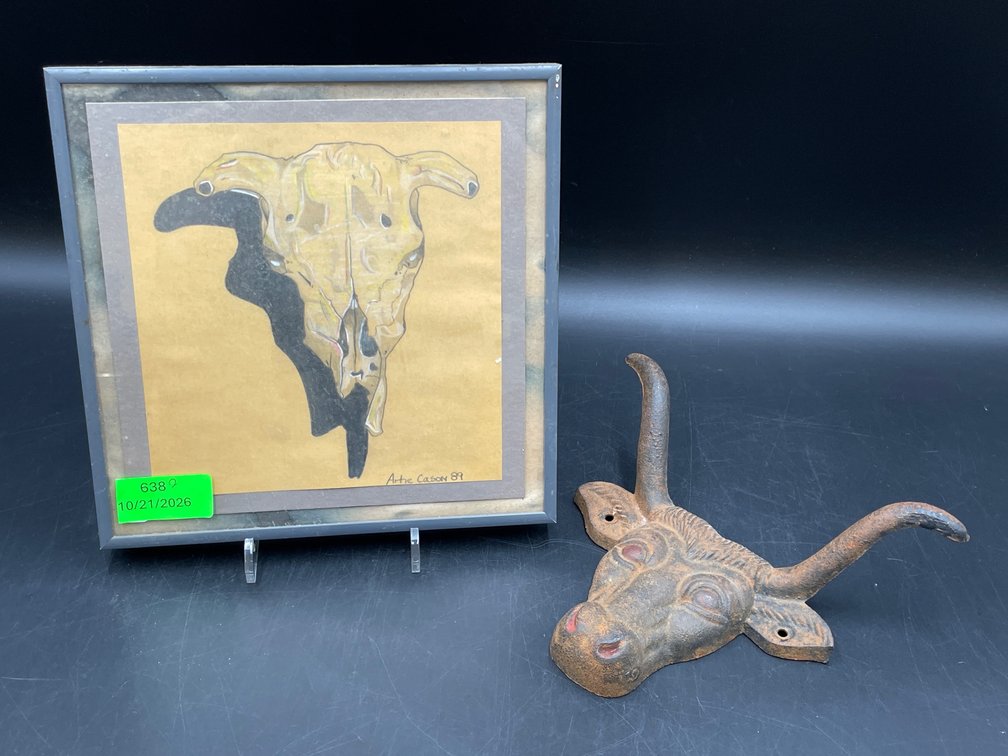 Longhorn Steer Head Art Lot of 2