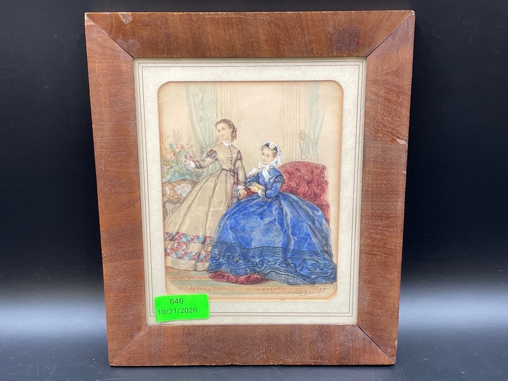 Signed Héloïse Leloir Hand Colored Framed Fashion Print