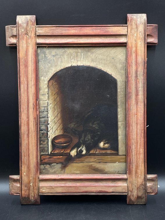American School (Early 20th Century) Dog Painting