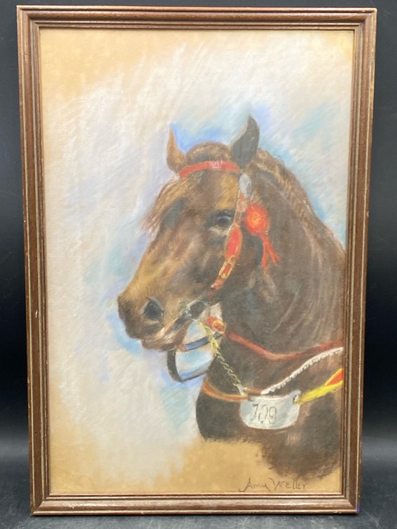Amy Weller Framed Horse Head Artwork