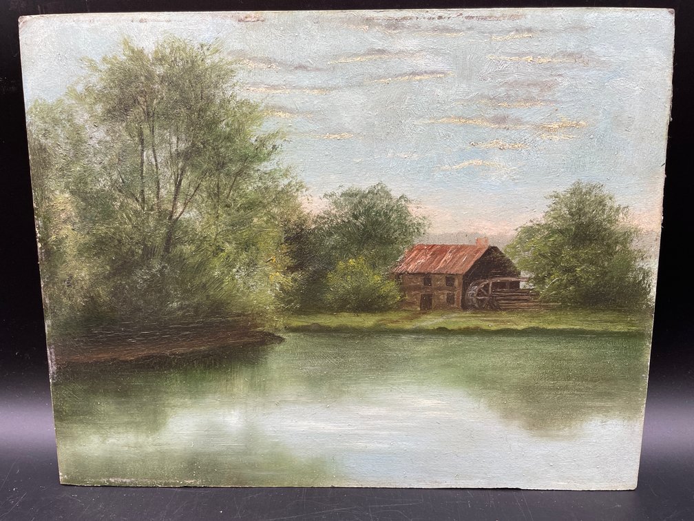 American School (Early 20thc) Folk Art Landscape Painting