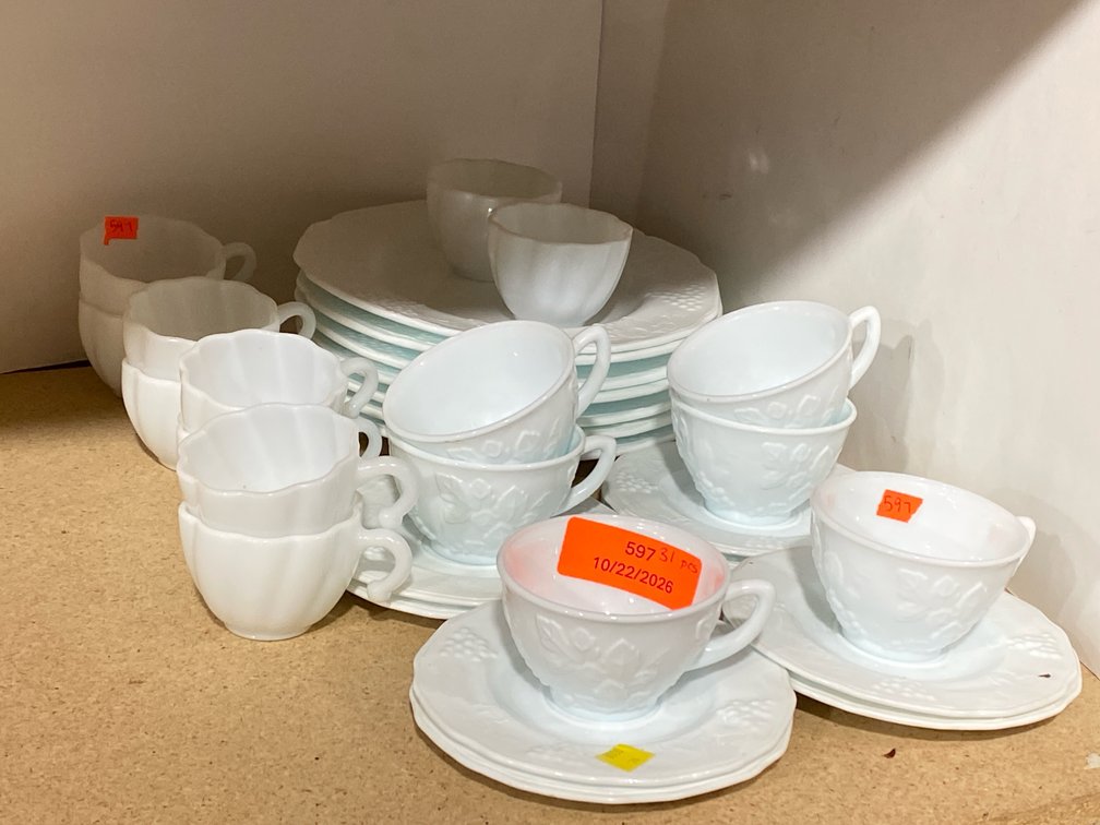 Milk Glass Dinnerware Grouping