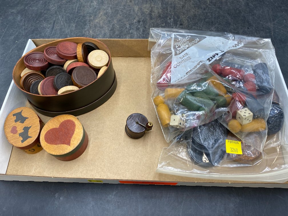 Wooden Game Pieces & Ring Boxes