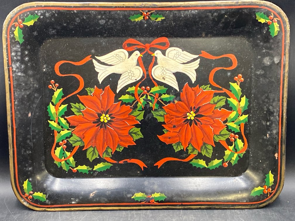 Winter Holiday Themed Toleware Tray