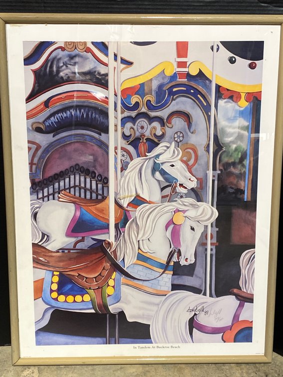 David Gill Framed "In Tandem at Buckroe Beach" Print
