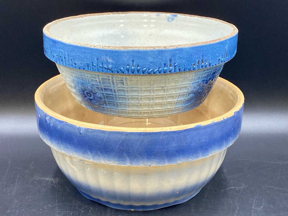 Blue & White Salt Glazed Stoneware Bowls